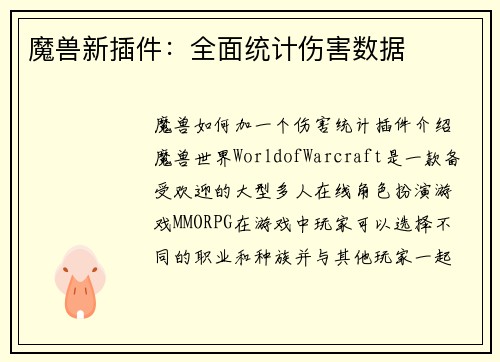 魔兽新插件：全面统计伤害数据